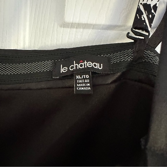 Size XL Vintage 00’s Le Chateau Black Floral Silk Like Midi Dress - Picture 3 of 3